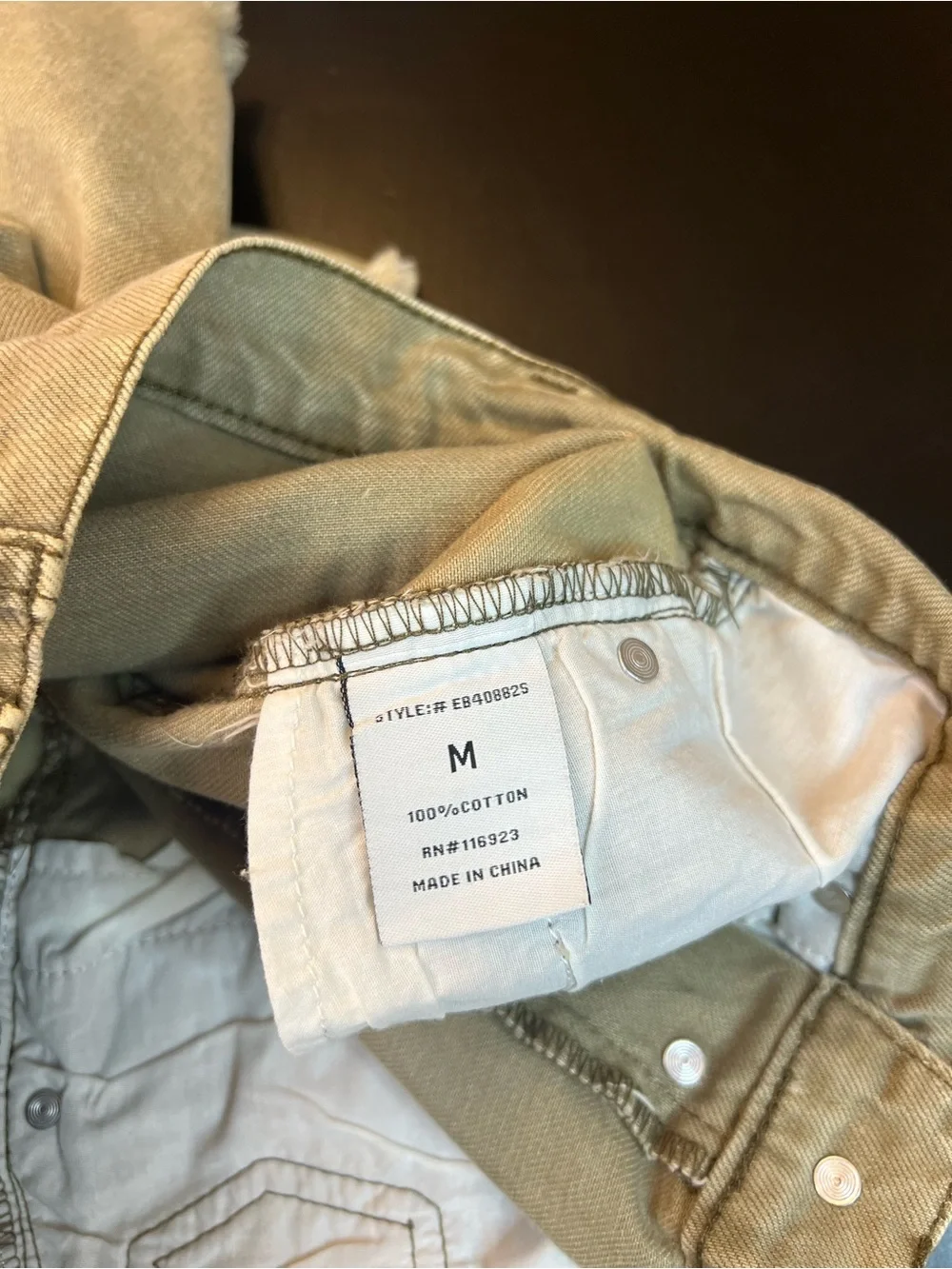 Easel NWOT Boutique Tan Distressed Button Fly Jean‎ Shorts Jorts Sz M Raw Hem